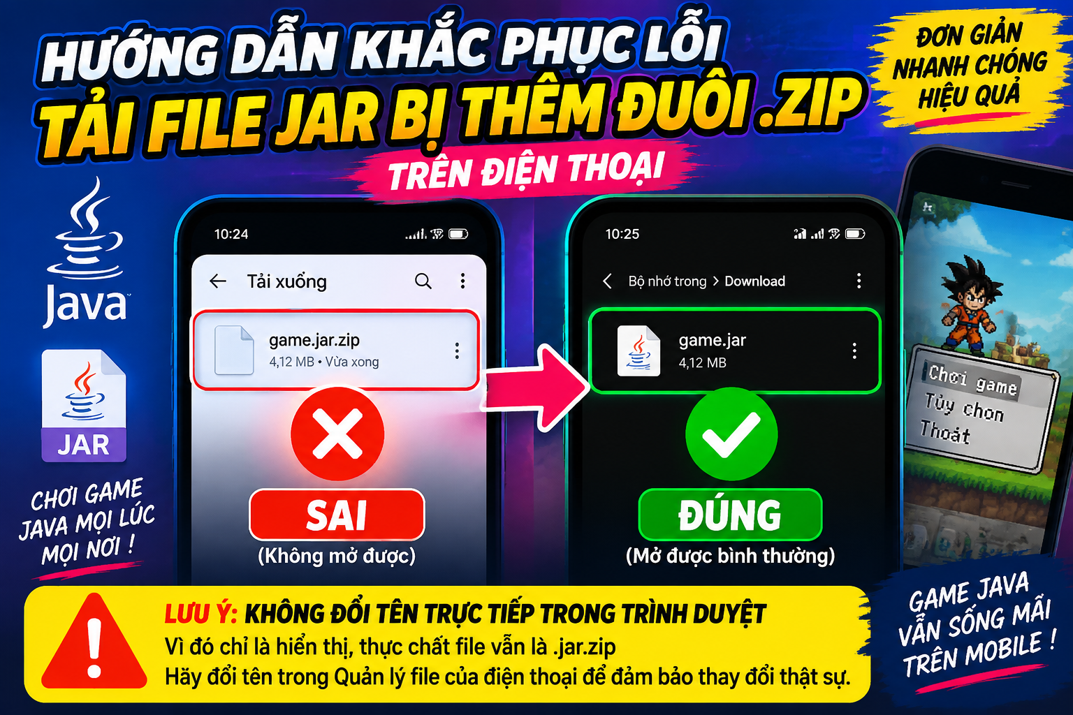 SỬA LỖI FILE .JAR BỊ THÊM ĐUÔI .ZIP KHI TẢI VỀ